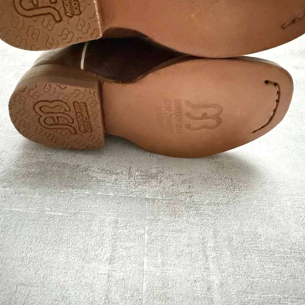 Anderson Beans 1028 Toddler Size 5 Cowboy Boots Quilted Brown‎ Leather EUC!
